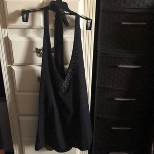 New Cotton Halter top with pewter stud neckline